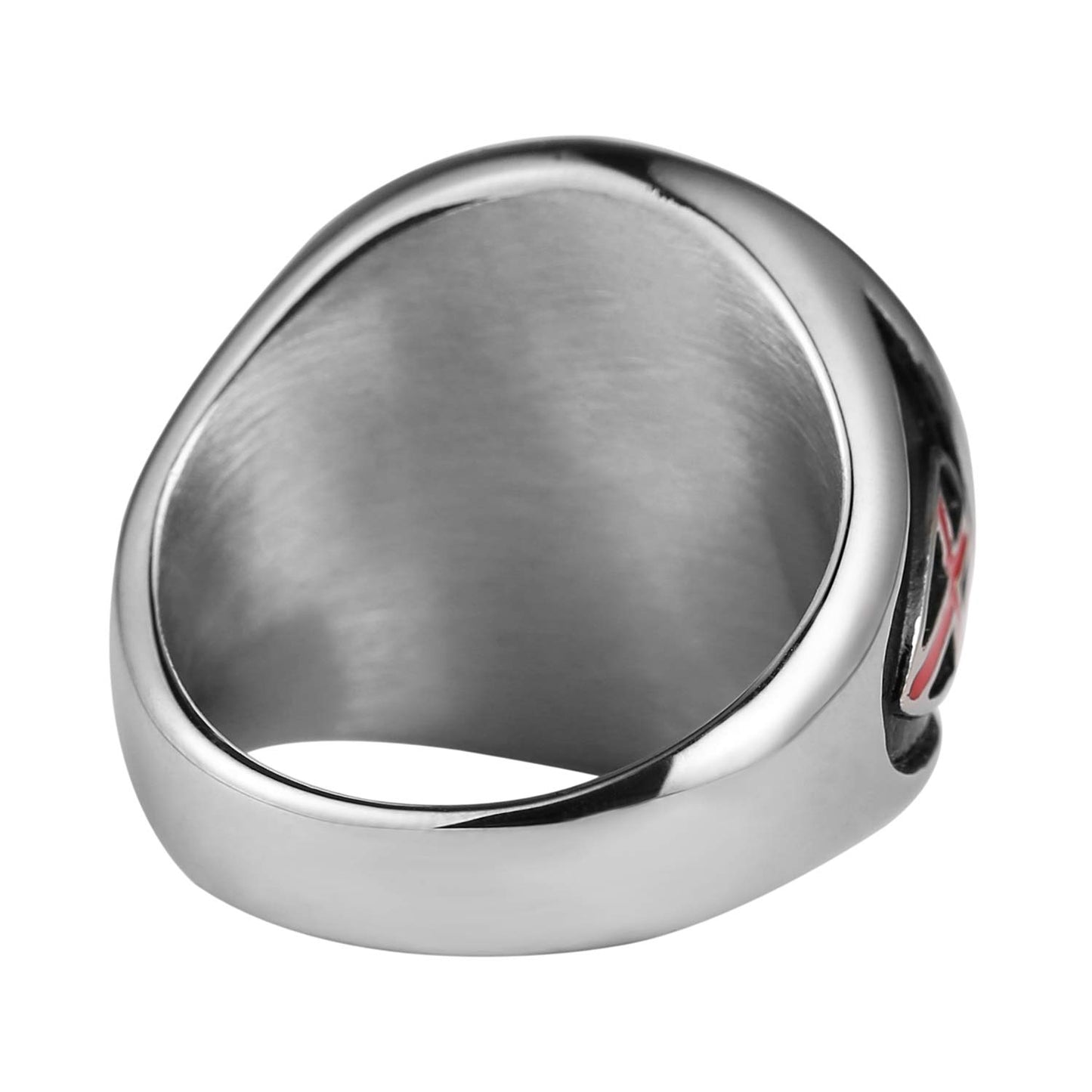 HZMAN Knights Templar Put On The Whole Armor of God Ephesians 6:13-21 Red Cross Design Men's Stainless Steel Ring