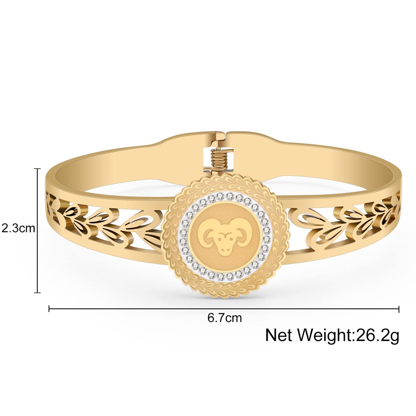 WEVENI Edelstahl Sternzeichen Armband 18K Echtgold Astrologie Armbänder für Damen Teenager Mädchen Charme Horoskop Geschenke (Widder Gold)