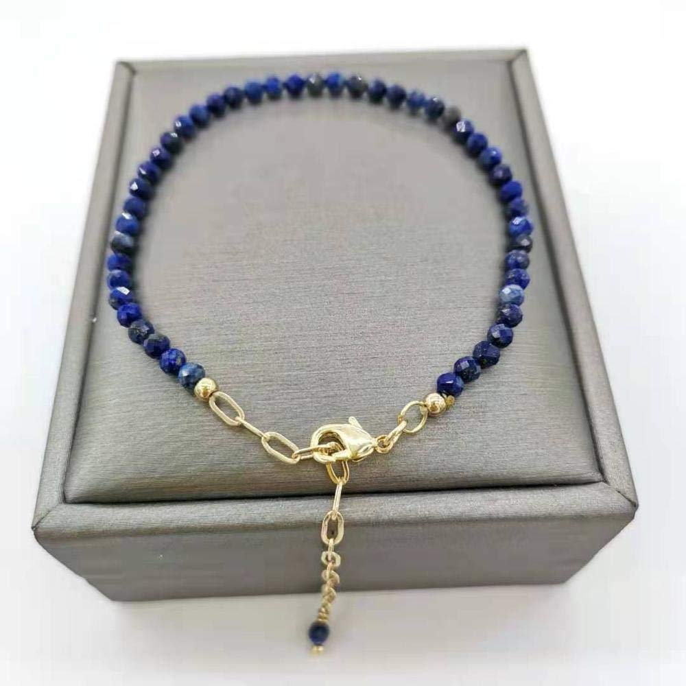 DarryDooly Facettiertes Lapislazuli-Armband, zarte, verstellbare, mit 14 Karat Gold gefüllte Ketten, Natursteine, Pulsera Mujer, einzigartiges Damen-Boho-Armband