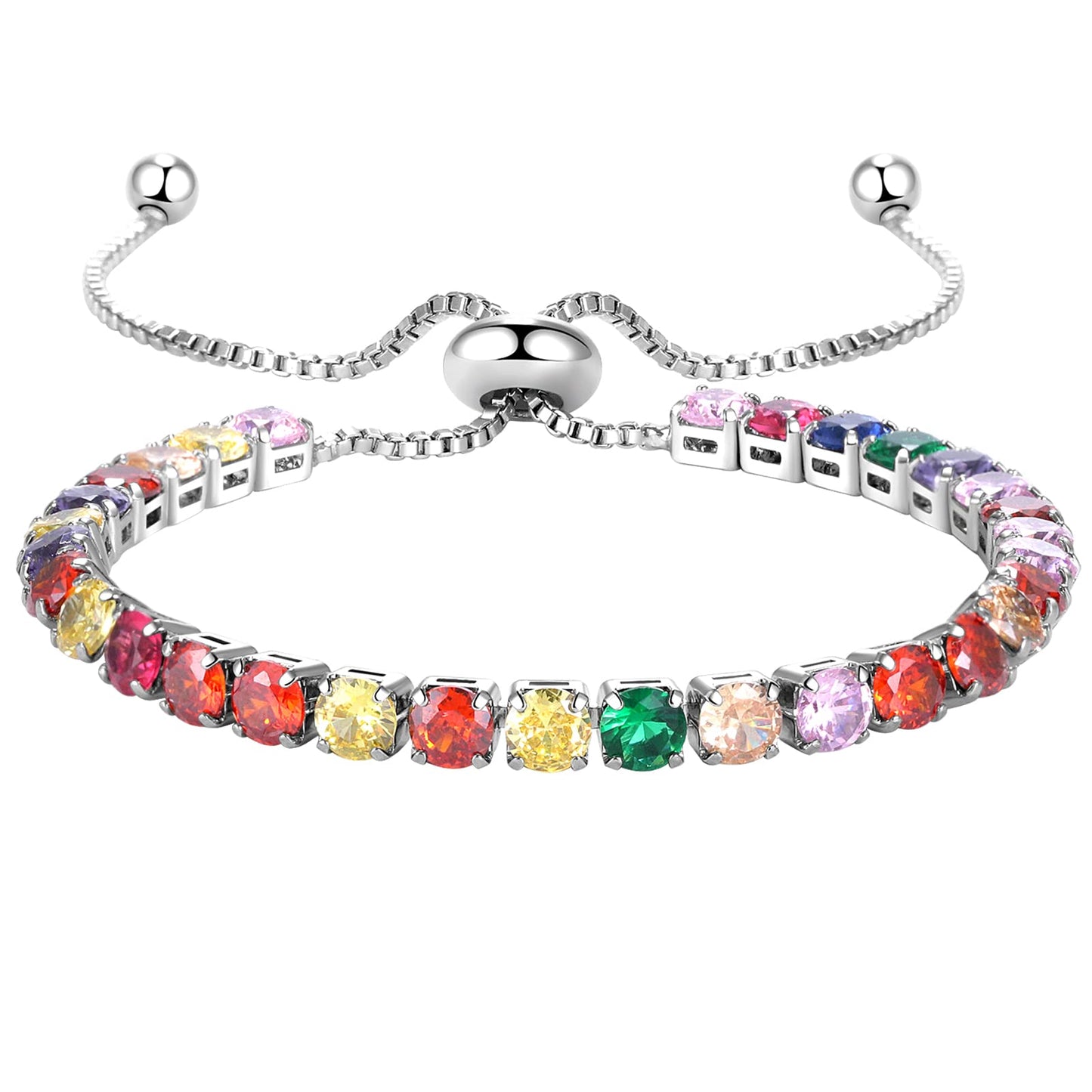 JewelryWe Schmuck Tennisarmband Damen Regenbogen Mehrfarbig Zirkonia Tennis Armband LGBT Armreif Gay & Lesbian Pride Armkette