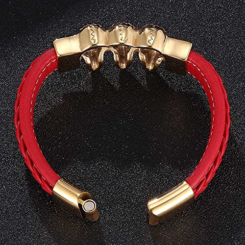 Herren Armband Leder, Bracelet Men Chain Gold Man Bracelet 3 Totenkopf Lederarmbänder Herren Schmuck Geschenke für Männer