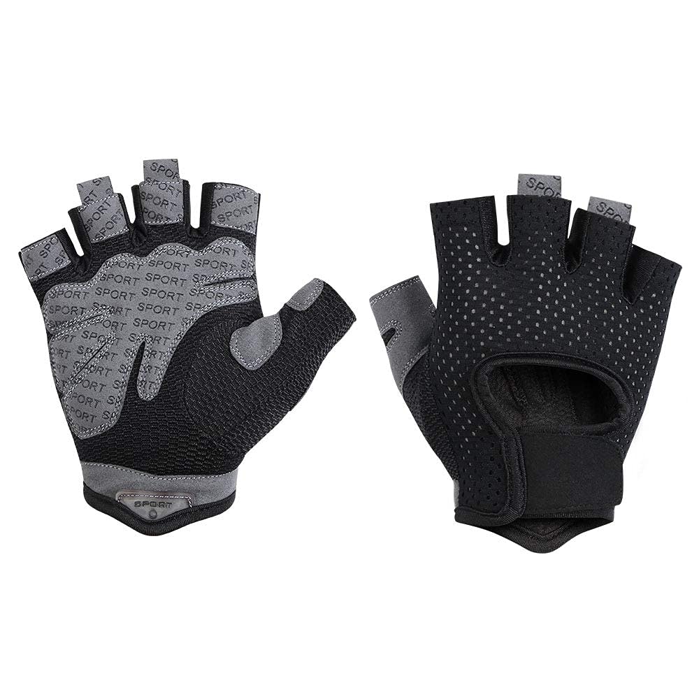 flintronic Fitness Handschuhe, Atmungsaktive Trainingshandschuhe mit Mikrofasergewebe, Rutschfester Silikon Gym Gloves Gewichtheben Handschuhe, Sporthandschuhe für Damen Herren - Schwarz (L)