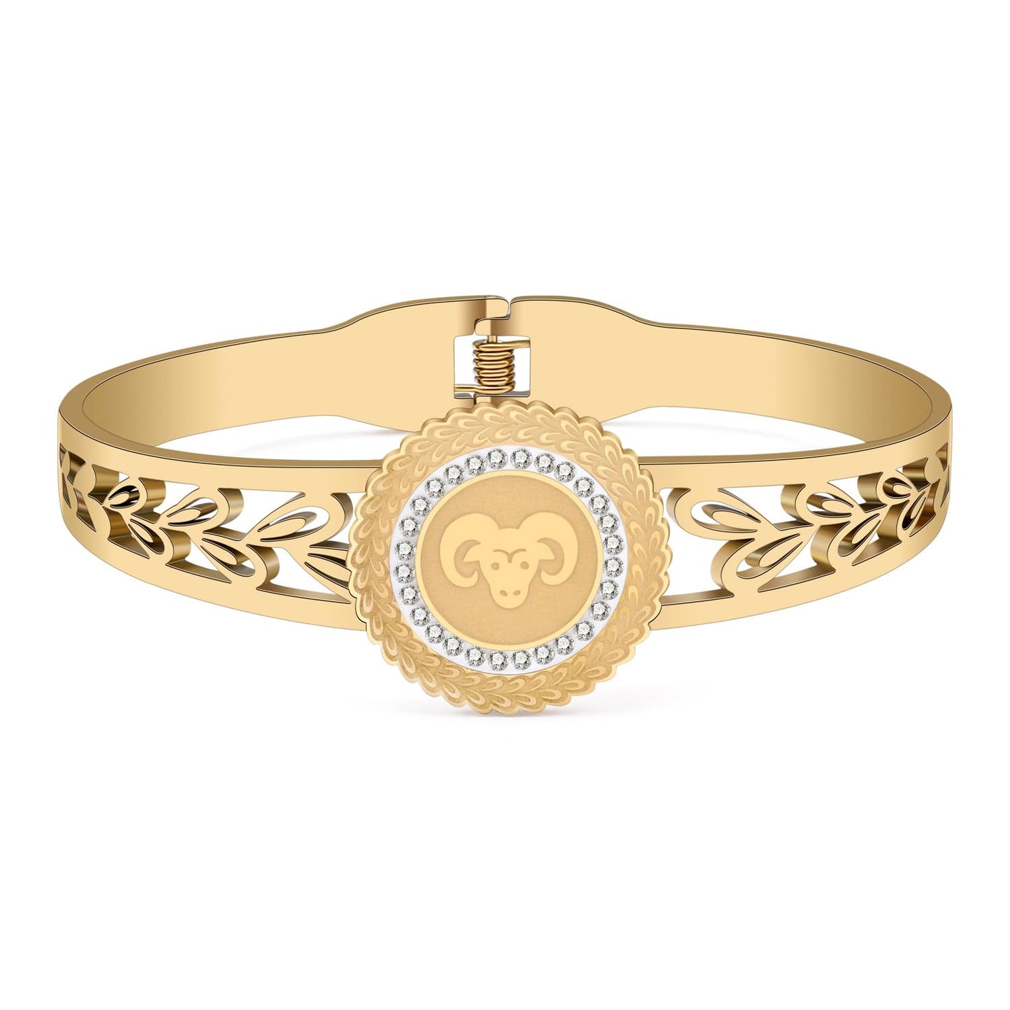 WEVENI Edelstahl Sternzeichen Armband 18K Echtgold Astrologie Armbänder für Damen Teenager Mädchen Charme Horoskop Geschenke (Widder Gold)