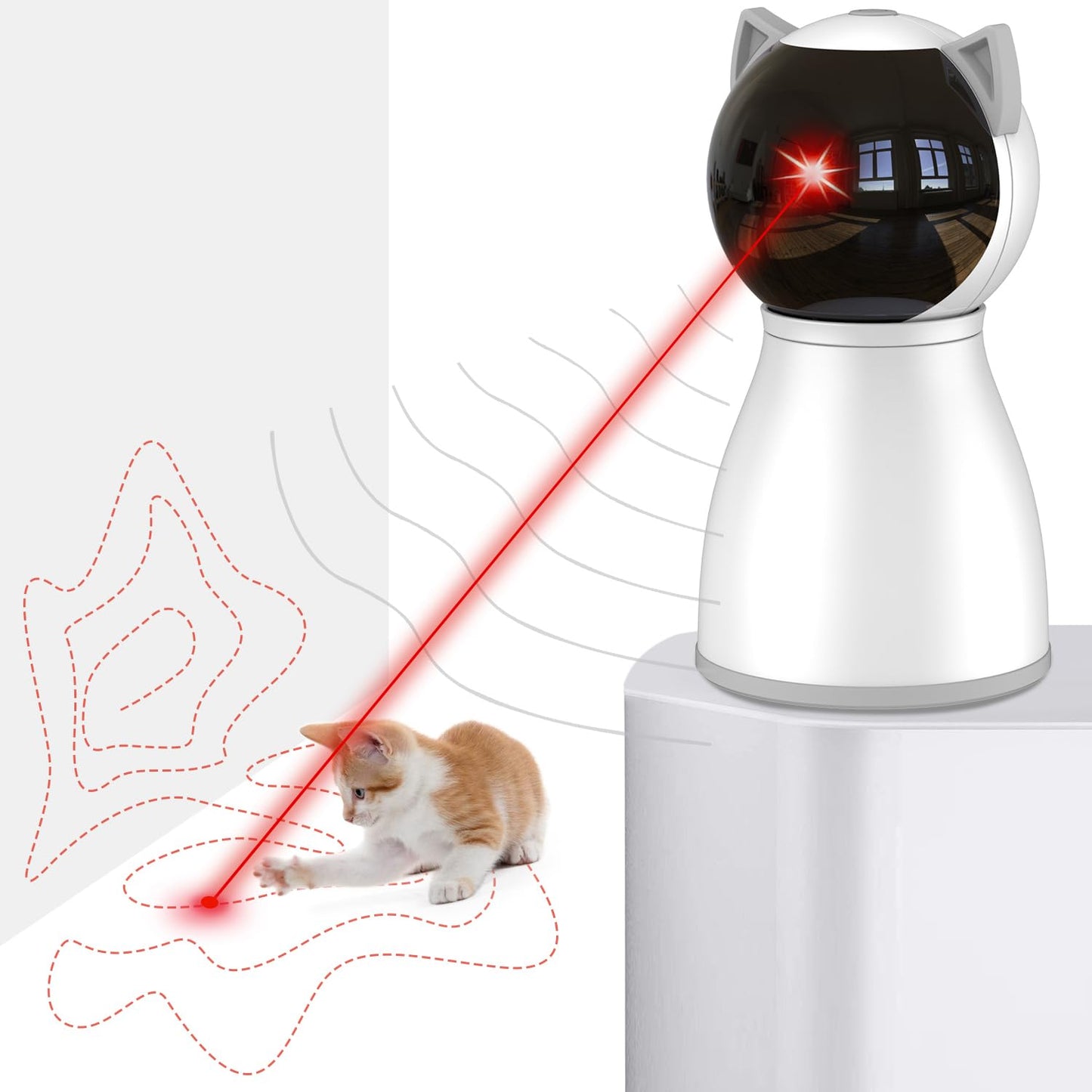 Petiepaw Katzenspielzeug, Mit Echter Zufälliger Trajektorie, Bewegungsaktiviertes Automatisches Katzen-Laserspielzeug, Interaktives Katzenspielzeug für Katzen/Kätzchen/Hunde