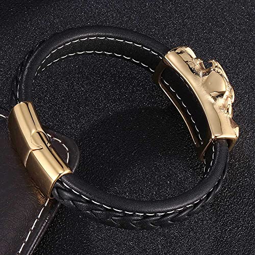 Herren-Lederarmband, Bracelet Men Chain Gold Man Bracelet Eule Lederarmband Herren Schmuck Romantische Geschenke für Männer