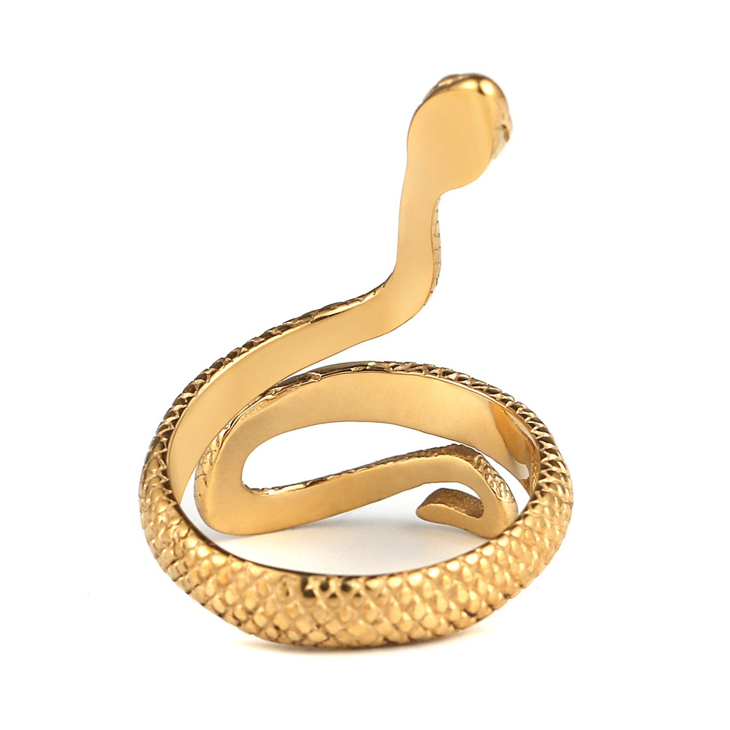 HZMAN Snake Ring Men Women Gothic Jewelry Retro Animal Fashion Personality Stainless Steel Ring (Gold, 6)