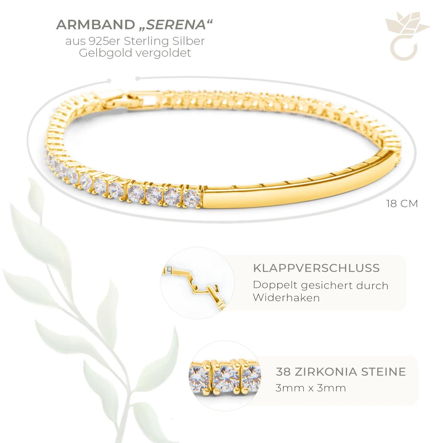 Amoonic Damen Armband Gold mit Gravur | Tennisarmband mit Zirkoniasteinen | Personalisierte Armkette für Frauen als Geschenk für Mutter Tochter Freundin