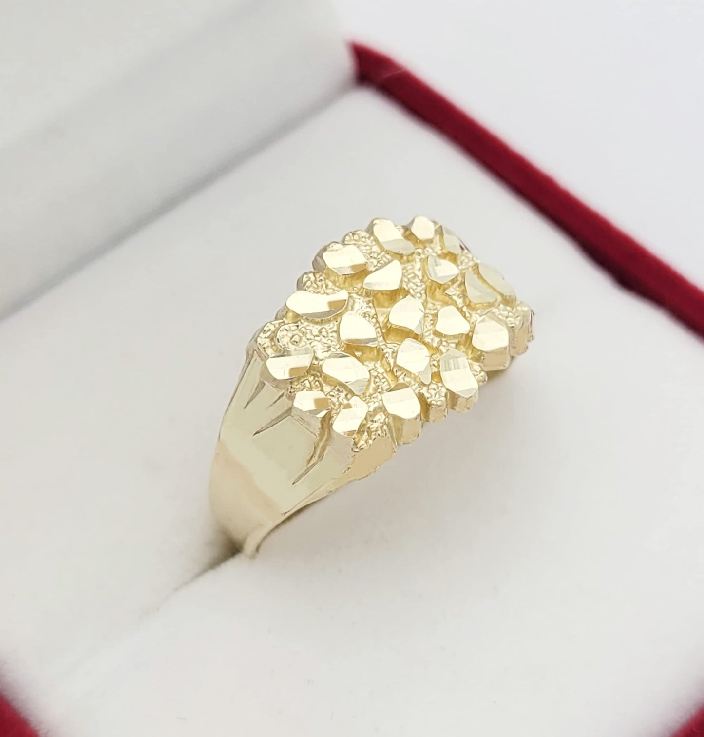 10k Gold Solid Nugget Ring Men's Gold Ring