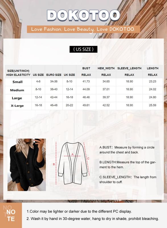 Dokotoo Womens Plus Size Open Front Cardigans Sweaters for Women Trendy Fall Sweater Long Sleeve Soft Chunky Knitted Casual Chunky Cardigans Outwears Jackets Coats for Women 2024 Fashion Coffee Large