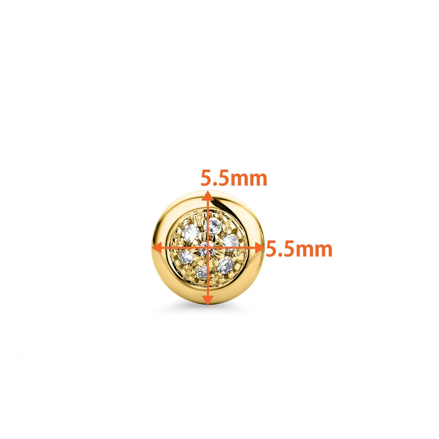 Orovi – Ohrringe aus 9 Ct Gelbgold (375) mit 14 nat. Diamanten im Pavé Brillantschliff (0.03 Ct) – Ohrstecker Gold Damen in Krappenfassung – Damenschmuck allergenfrei & handgemacht (5.5 mm)