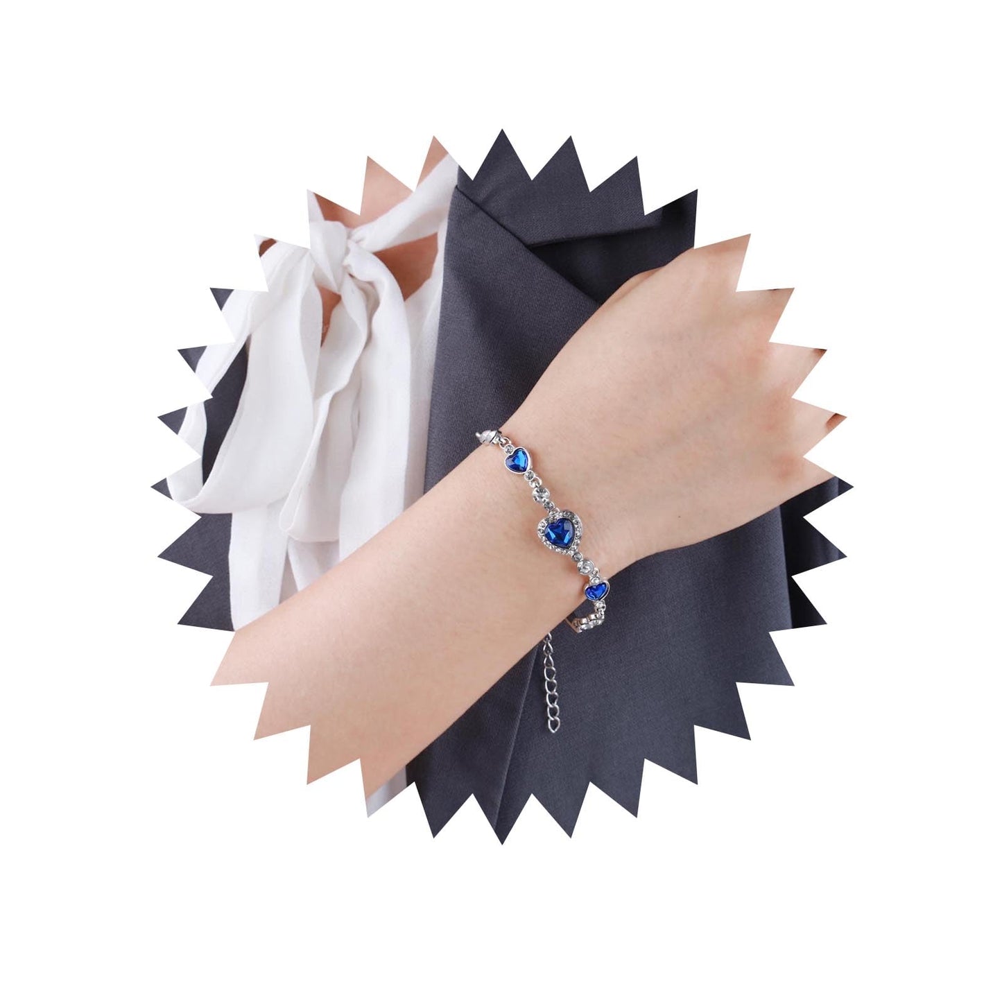 Inilbran Boho Saphir Kristall Armband Blau Saphir Strass Armband Vintage Cz Kristall Hand Kette Armband Bling Cz Saphir Armband Schmuck Für Frauen Und Mädchen