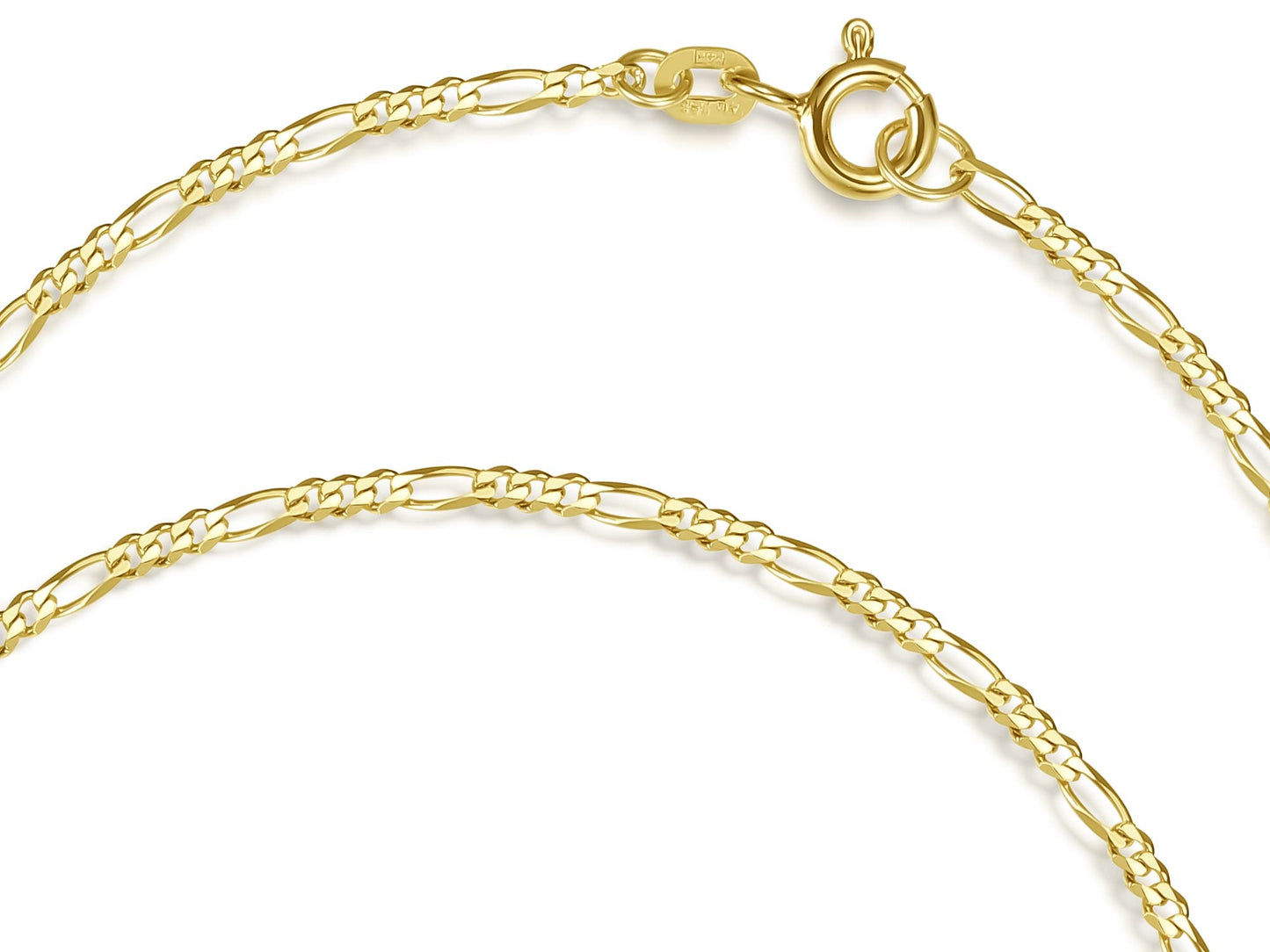 Edles Figarokette Armband Breite 2mm | aus echt 585 Gold | hochglanzpoliertes Armband | Echtgold mit Federringverschluss