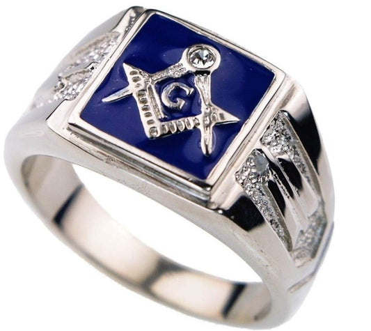 WKXZMTR Freemason Symbol Jewelry Masonic Ring for Men Punk Masonic Jewelry Freemason Fan Gifts Religious Amulet Ring Mason Jewelry (Freemason Rings S-7)