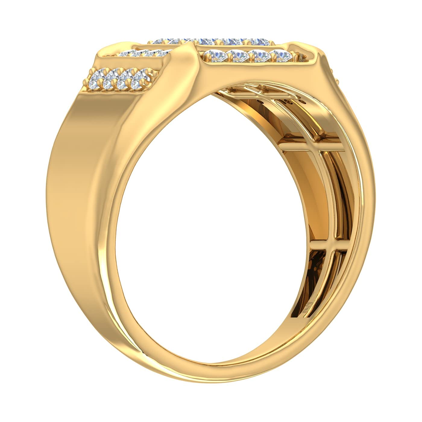 3/4 Carat Men Diamond Wedding Band Ring in 10K Yellow Gold(Ring Size 7)