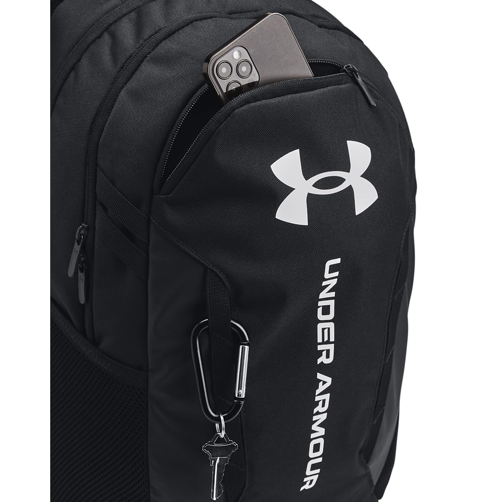 Under Armour Unisex-Adult Hustle 6.0 Backpack, (002) Black/Black/White, One Size Fits Most