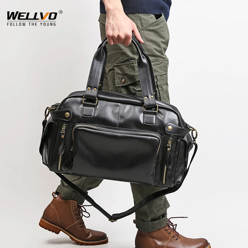 Men'S Soft Leather Briefcase for Laptop Tote Bags Business Shoulder Messenger Handbag Leisure Large Travel Bags Black XA158C