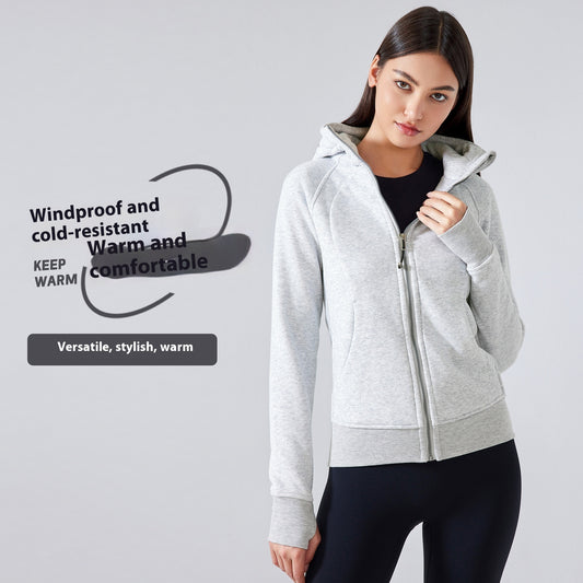 Thick Warm Hooded Sports Jacket Fitness Jacket