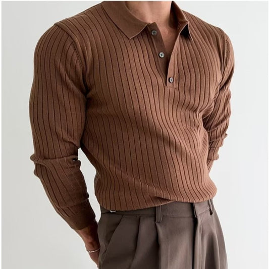 Polo Shirt Lapel Sweater Men's Long Sleeve Knitted