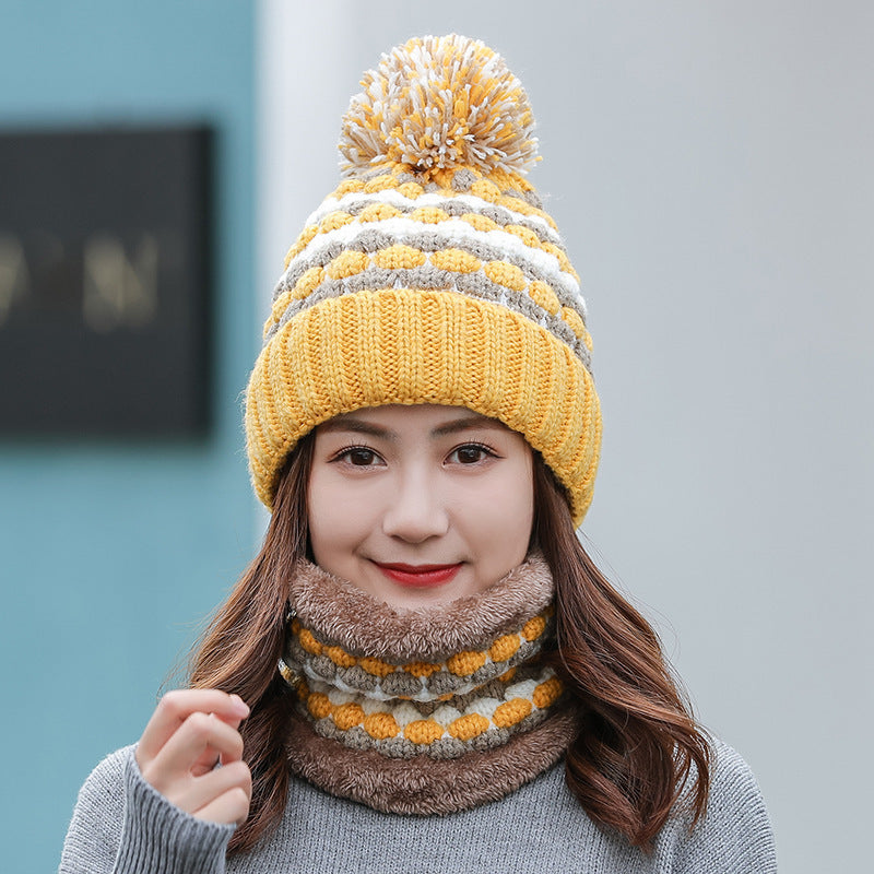 Women's Fashion Warm Scarf Hat Two-Piece Set