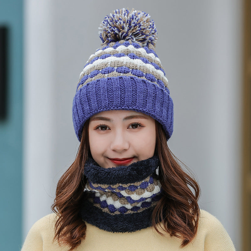 Women's Fashion Warm Scarf Hat Two-Piece Set