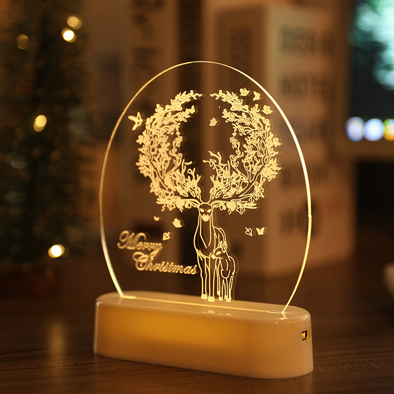 LED-Feen-Lichterkette, batteriebetrieben, USB, 3D-Weihnachtsmann-Baum, Acryl-Nachtlicht, Hochzeit, Weihnachtsdekoration für Zuhause, Zimmer, Girlande