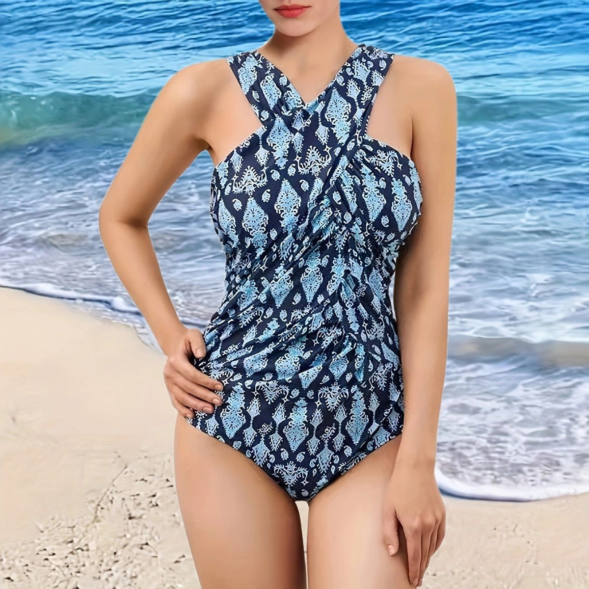 One-piece Women's Printed Spandex Swimsuit