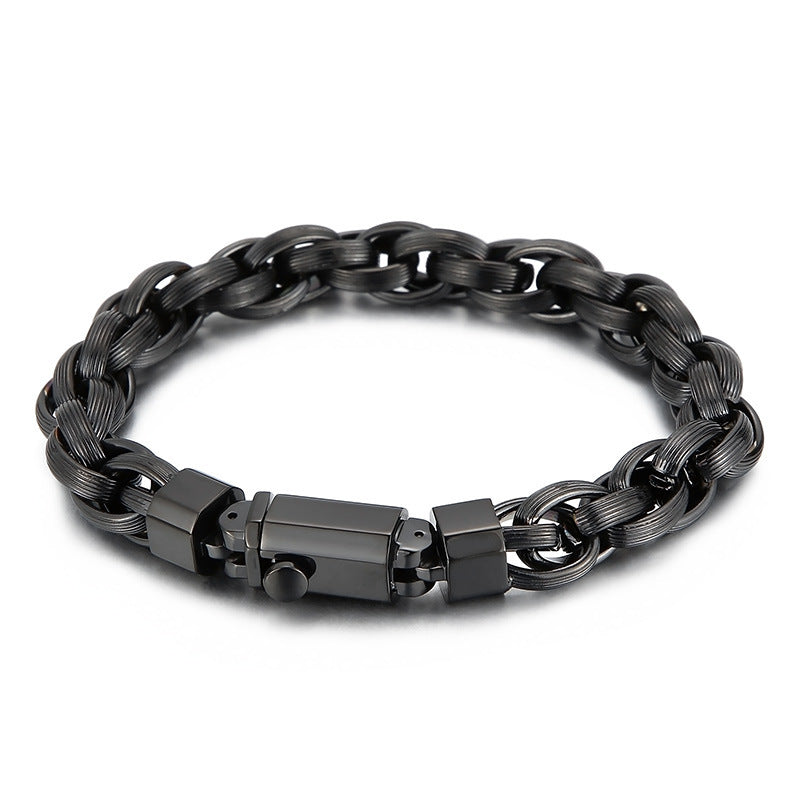 Snap Button Double Ring Men's Bracelet