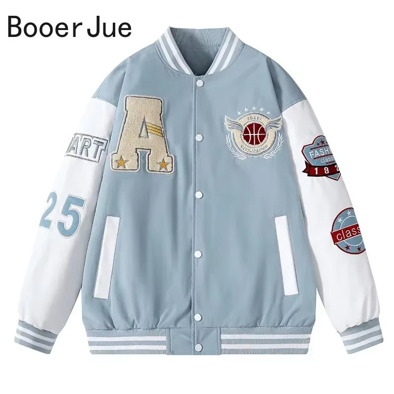 Varsity Baseball Bomber Jacket Men Hip Hop Harajuku Bone Letter Patchwork Leather Jackets Streetwear Women Unisex College Coats