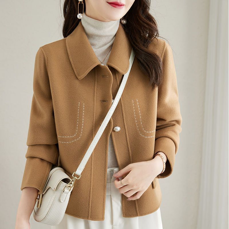 Temperament Pure Color Small Woolen Coat For Women