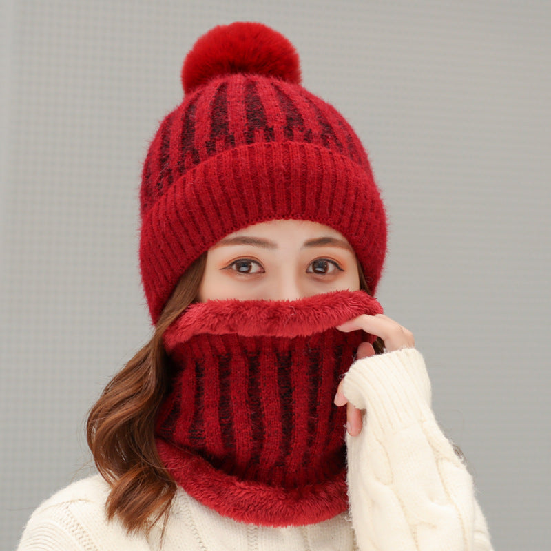 Bib One-Piece Warm Knit Hat With Ear Protection