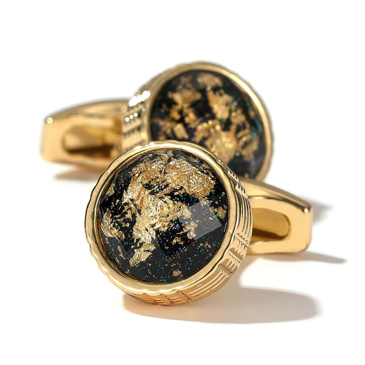 Gold Personalized Round Cufflinks For Men