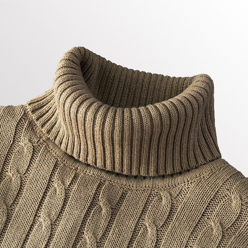 Fleece-lined Thick Complex Lazy Thermal Thread Turtleneck Sweater