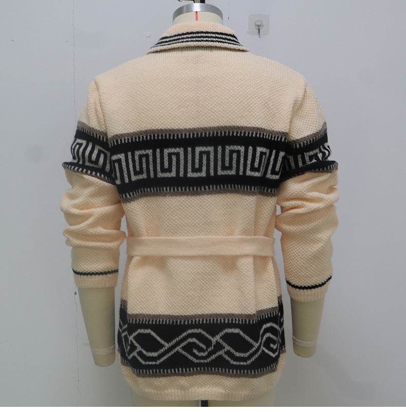 Men's Fashion Jacquard Knitted Sweater Coat