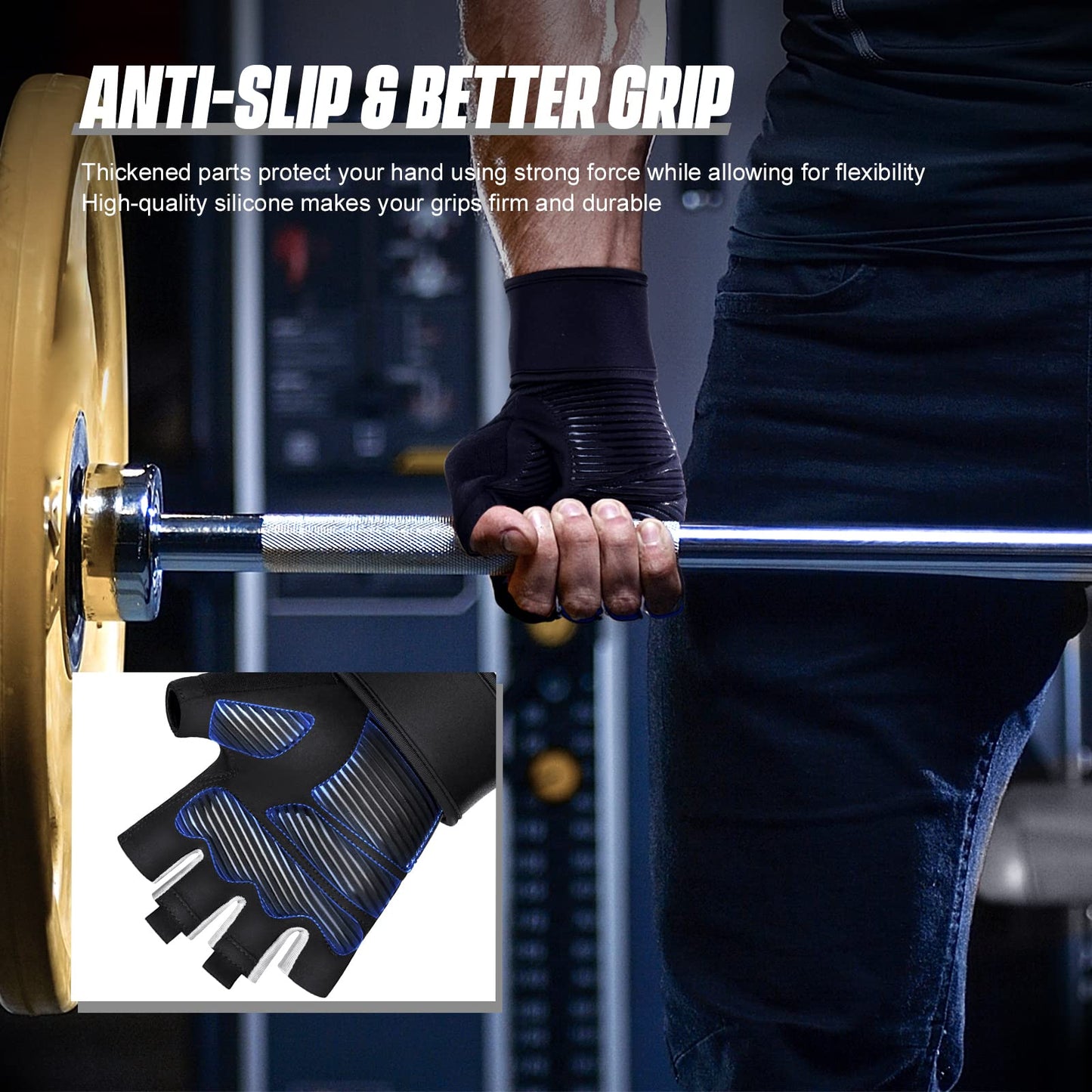 Fitness Handschuhe Trainingshandschuhe Herren & Damen - Sporthandschuhe mit Handgelenkschutz & Perfektem Grip Gym Gloves für Kraftsport,Krafttraining,Gewichtheben,Bodybuilding,Crossfit Training