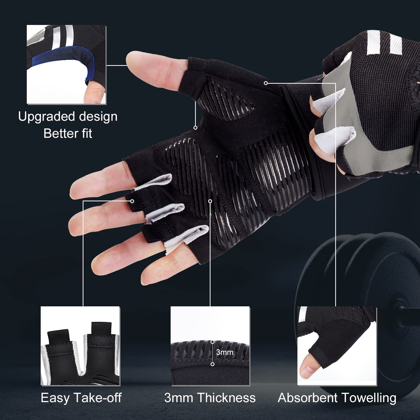 Fitness Handschuhe Trainingshandschuhe Herren & Damen - Sporthandschuhe mit Handgelenkschutz & Perfektem Grip Gym Gloves für Kraftsport,Krafttraining,Gewichtheben,Bodybuilding,Crossfit Training