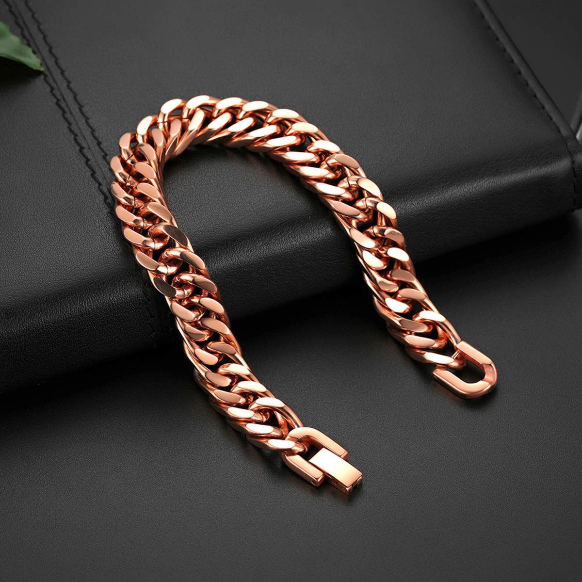 Flongo Herrenarmband Männer Kette Damen Armkette, Edelstahl Armband Armreif Armkette Panzerkette Rose Gold Motorradfahrer Biker Rock Frauen Herren-Accessoires