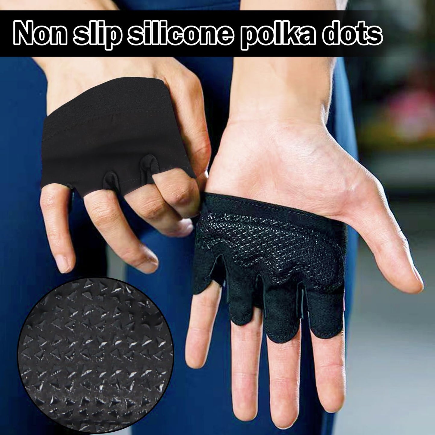 Fitness Handschuhe Gym Handschuhe Trainingshandschuhe mit rutschfeste Pads, Halb Handschuhe Gewichtheben Sporthandschuhe für Herren Damen (Schwarz)