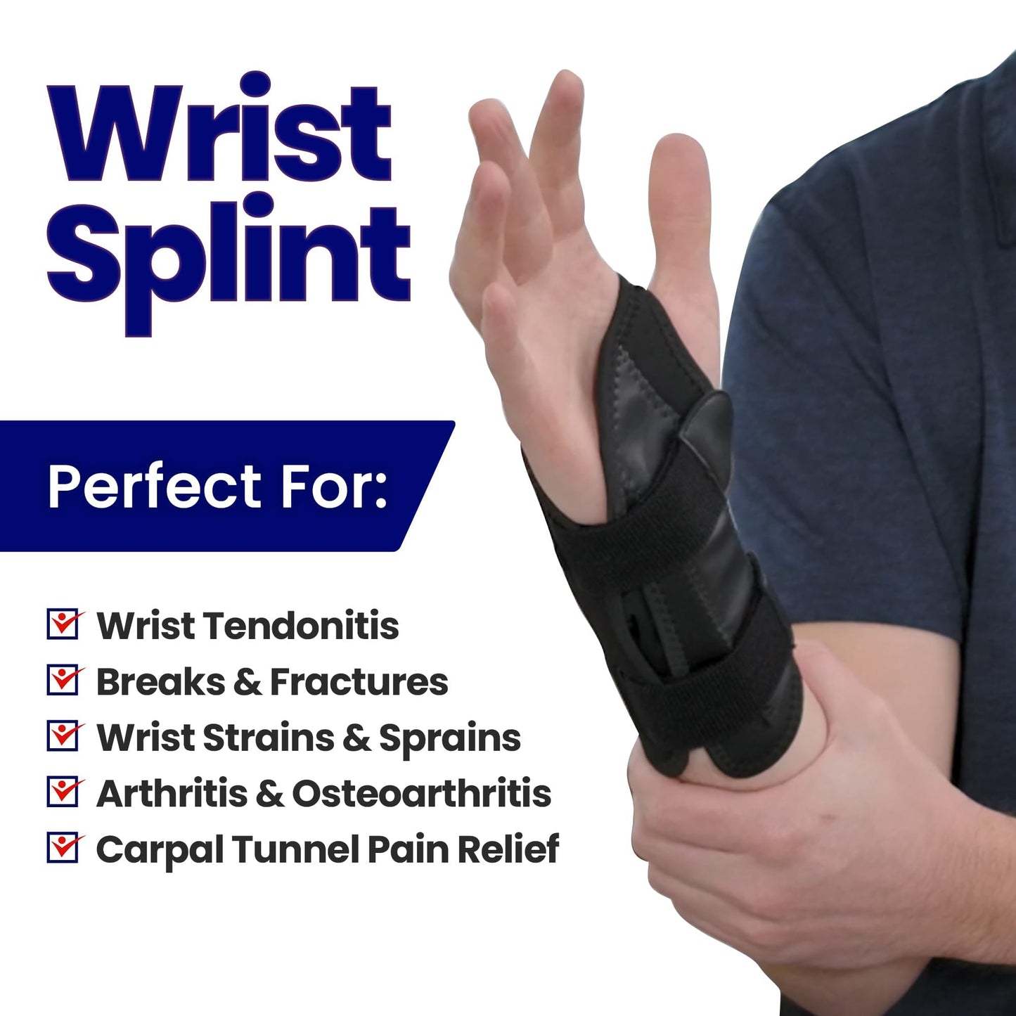 Carpal Tunnel Wrist Brace Night Support | Arm Brace Wrist Guard | Wrist Splint & Hand Brace | Carpal Tunnel Syndrome & Wrist Tendonitis Pain Relief Forearm Compression | Men Women (Right Wrist Brace)