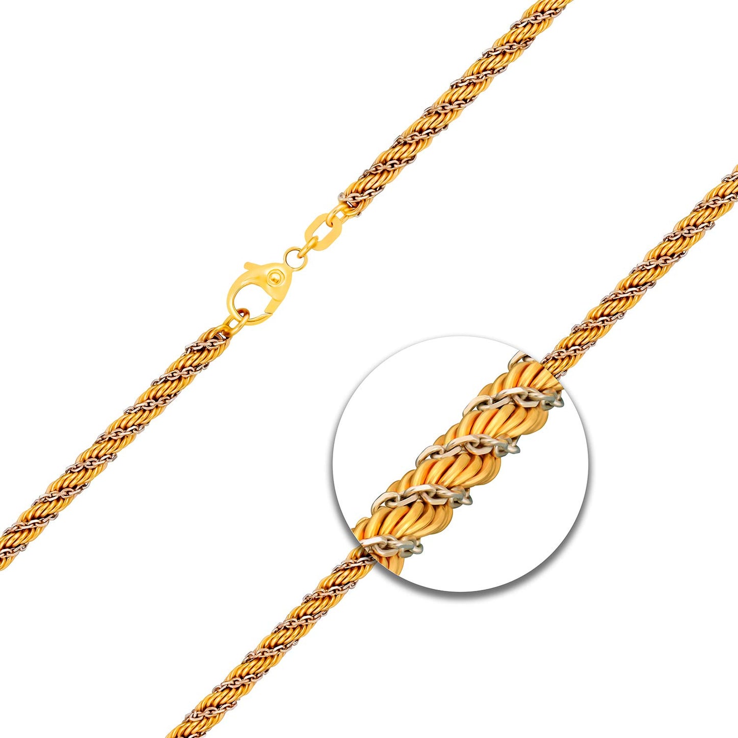 EDELIND Armband Damen 333 Gold 3,3mm Bracelet Kordelkette hohl 8K Bicolor Gelbgold/Weißgold Länge 18,5cm Armkette Echtgold mit Karabinerverschluss Goldarmband mit Schmuck Geschenk Box Made in Germany