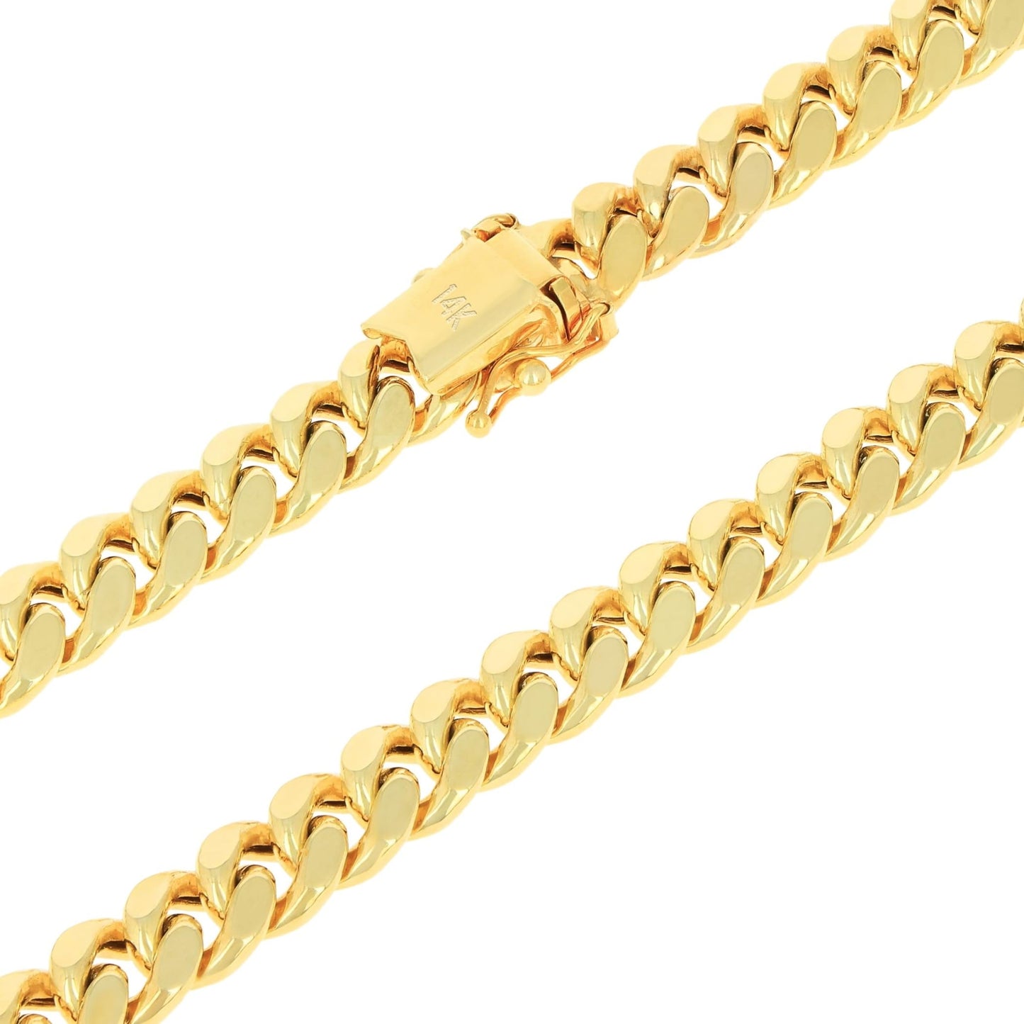 Nuragold 14k Yellow Gold 7.5mm Miami Cuban Link Chain Necklace, Mens Womens Jewelry Box Clasp 16" 18" 20" 22" 24" 26" 28" 30"