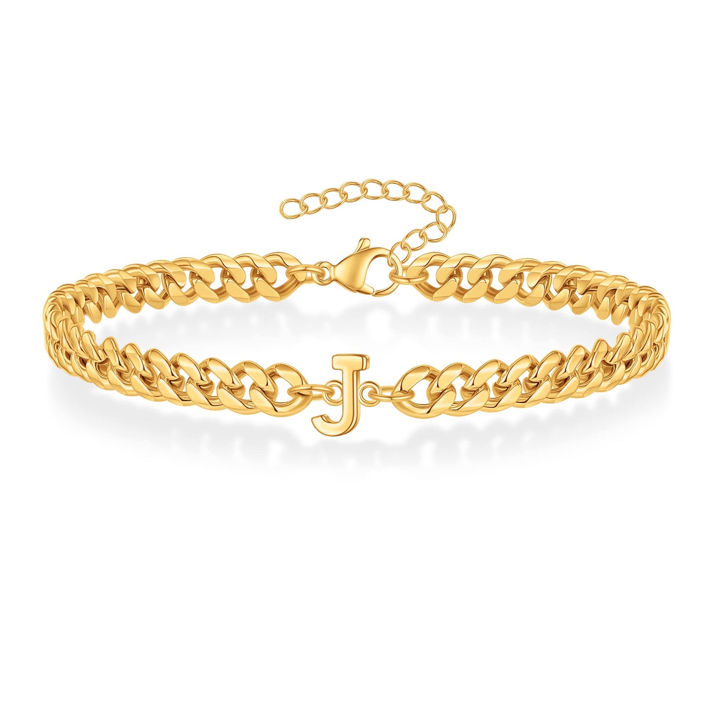 Gold Bracelet Mens Gifts, Cuban Link Bracelet for Men Letter J Gold Bracelets for Men Initial Bracelet for Men Gold Chain Bracelet for Men Dainty Mens Jewelry Meaningful Gifts Bracelets for Men