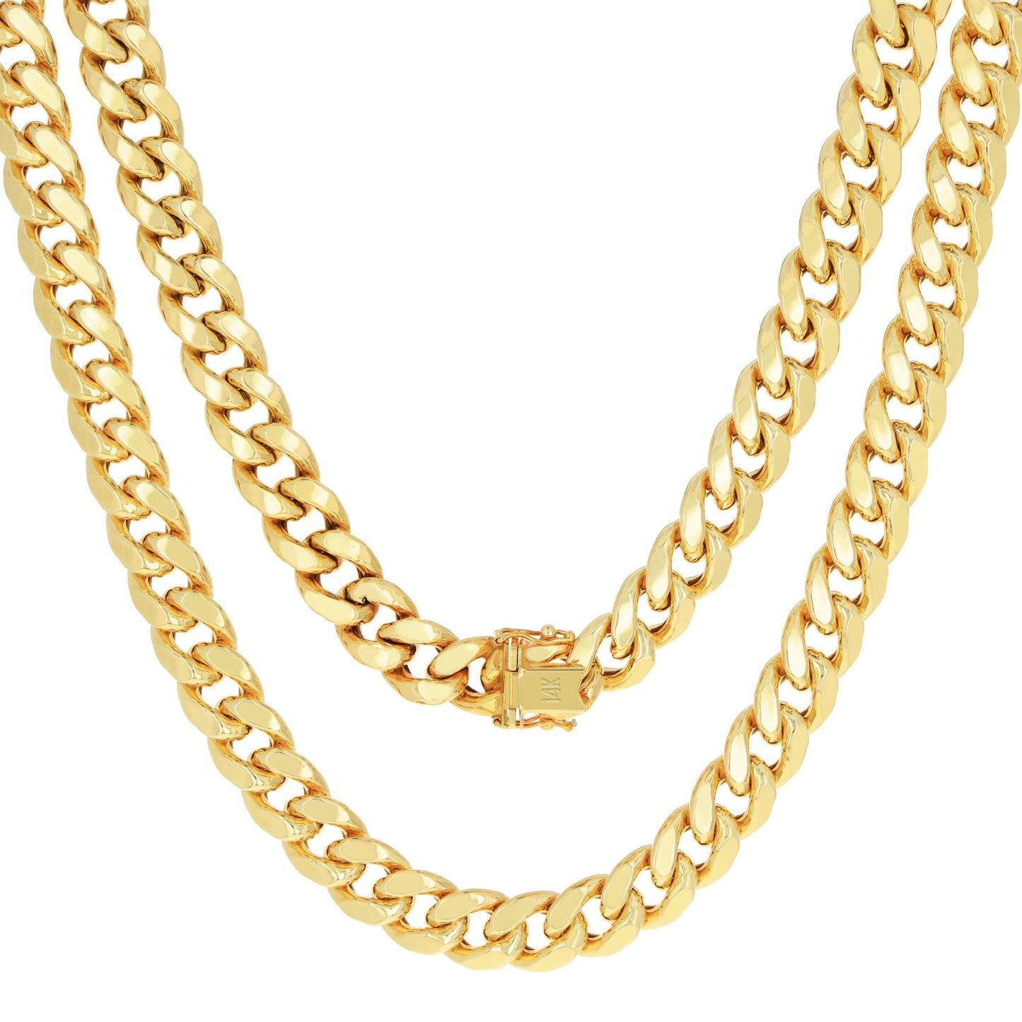 Nuragold 14k Yellow Gold 7.5mm Miami Cuban Link Chain Necklace, Mens Womens Jewelry Box Clasp 16" 18" 20" 22" 24" 26" 28" 30"