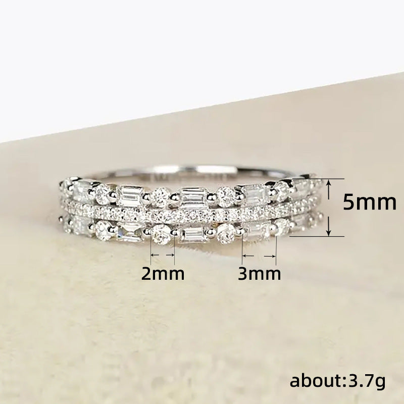 Multilayer Ring Three-layer Fine Circle Line Setting For Women Full Finger Rings Jewelry Gifts