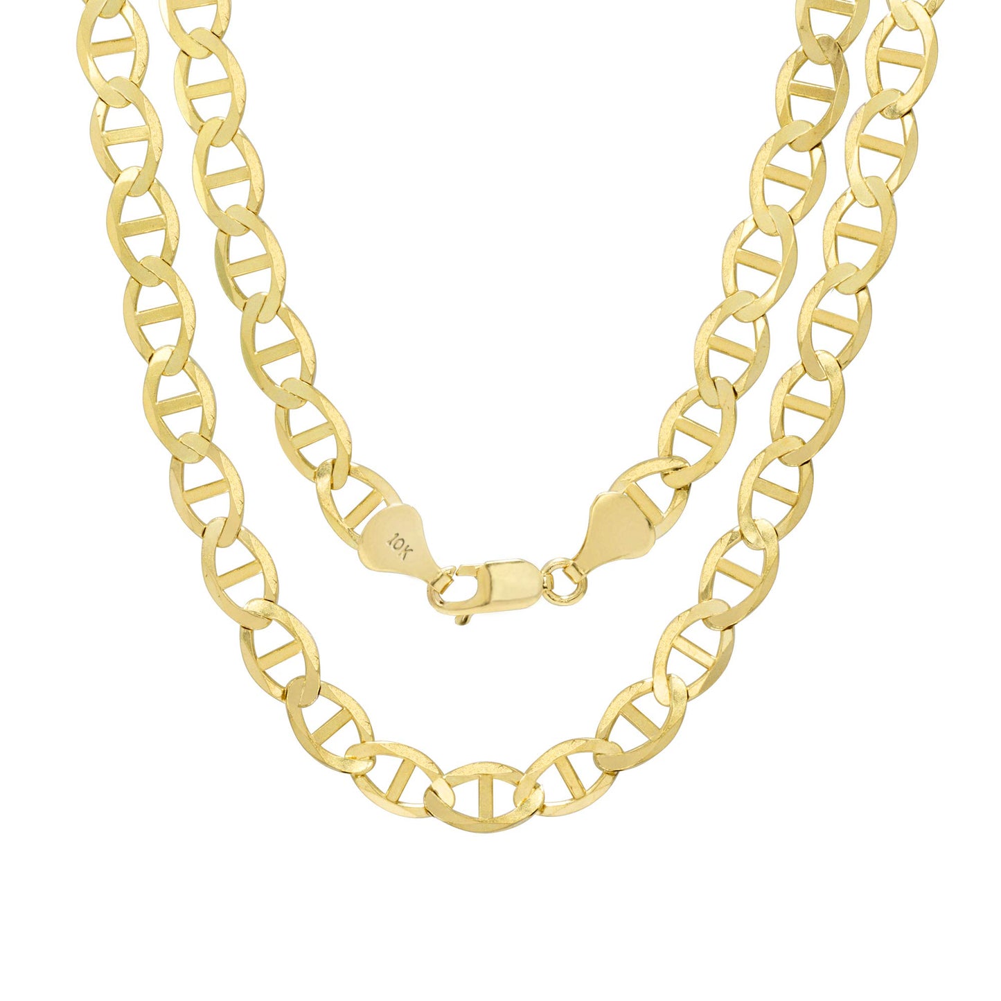 Nuragold 10k Yellow Gold Solid 7.5mm Anchor Mariner Link Chain Necklace, Mens Jewelry 20" 22" 24" 26"