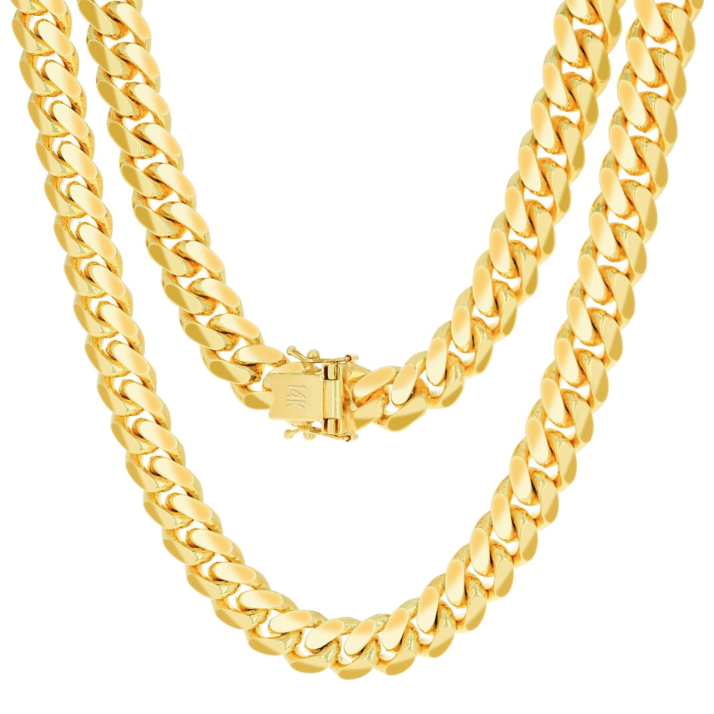 Nuragold 14k Yellow Gold 9mm Solid Miami Cuban Link Chain Necklace, Mens Jewelry Box Clasp 20" 22" 24" 26" 28" 30"