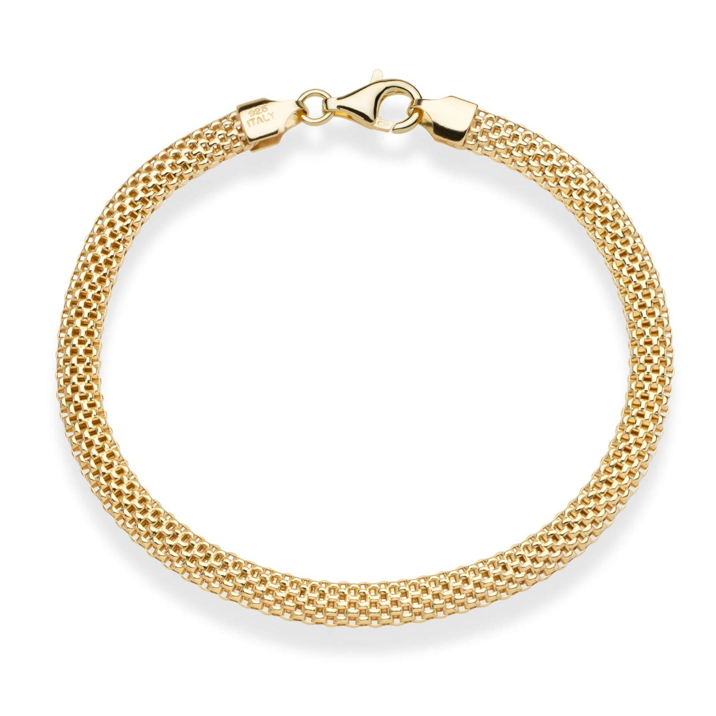 Miabella 18 Karat Gold über Sterlingsilber, italienisches 5-mm-Gliederarmband für Damen, 925, hergestellt in Italien (Länge 7 Zoll (klein))