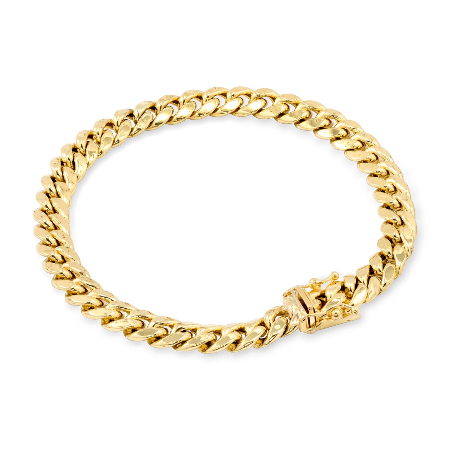 Nuragold 14 Karat Gelbgold 6,5 mm Miami Cuban Link Kette Armband, Herren Damen Schmuckkastenverschluss 7" 7,5" 8" 8,5" 9"