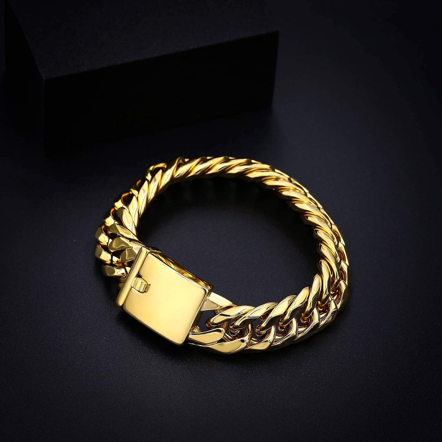 KnSam Herrren Armband, Punk Persönlichkeit Armband Herren Edelstahl Rostfreier Stahl Gold Armband Männer Herren Armband Silber Ketten Armbänder Gold 22Cm