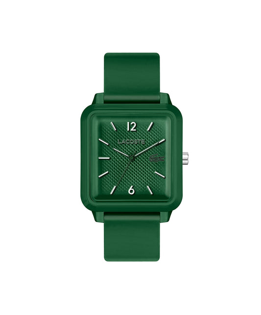 Lacoste 12.12 Studio Men's SS Case Quartz Watch with Green Rubber Strap (Model: 2011250)