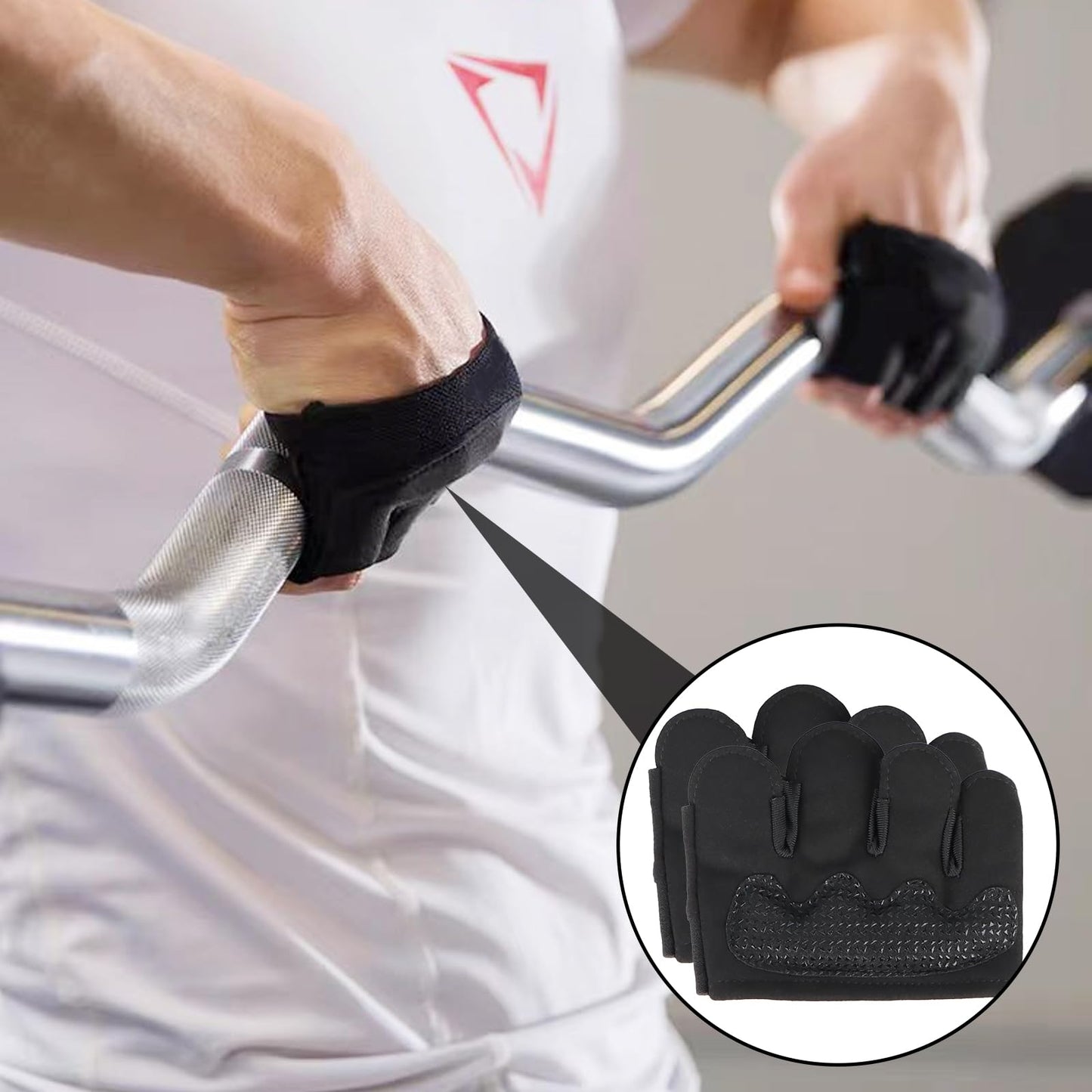 Fitness Handschuhe Gym Handschuhe Trainingshandschuhe mit rutschfeste Pads, Halb Handschuhe Gewichtheben Sporthandschuhe für Herren Damen (Schwarz)